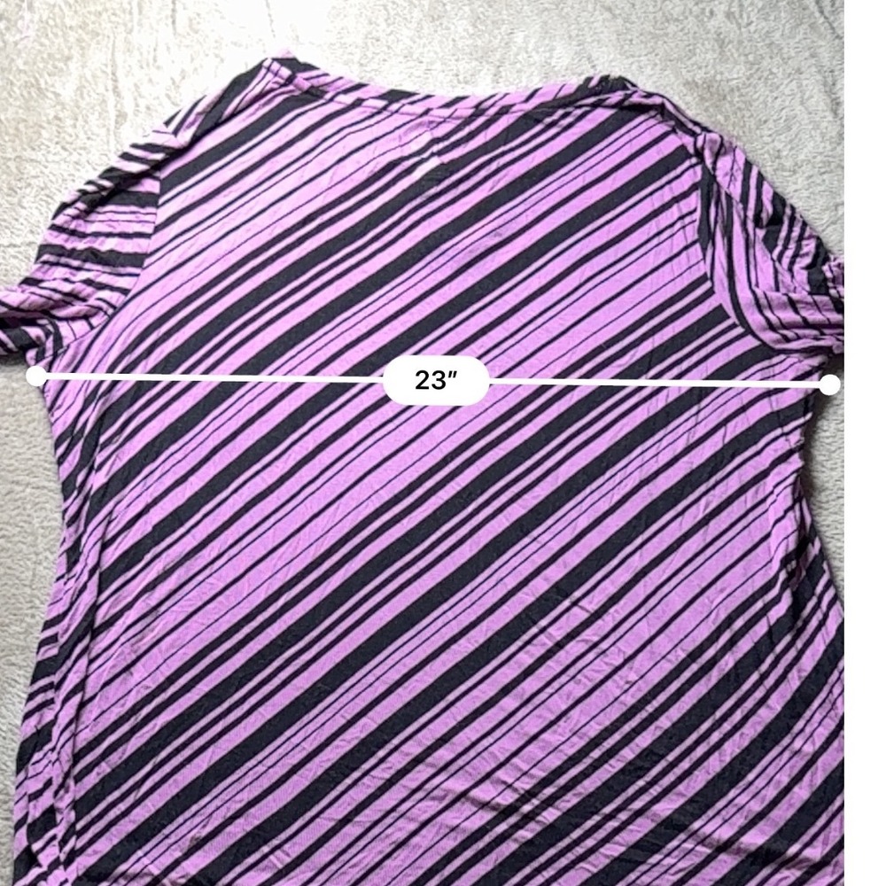 Croft & Barrow Purple Black Diagonal Stripe Keyhole Long Sleeve Top XXL y2K - Picture 4 of 6